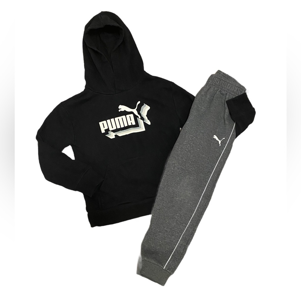 Puma Set Black Hoodie and Gray Sweatpants Youth Size 7/8